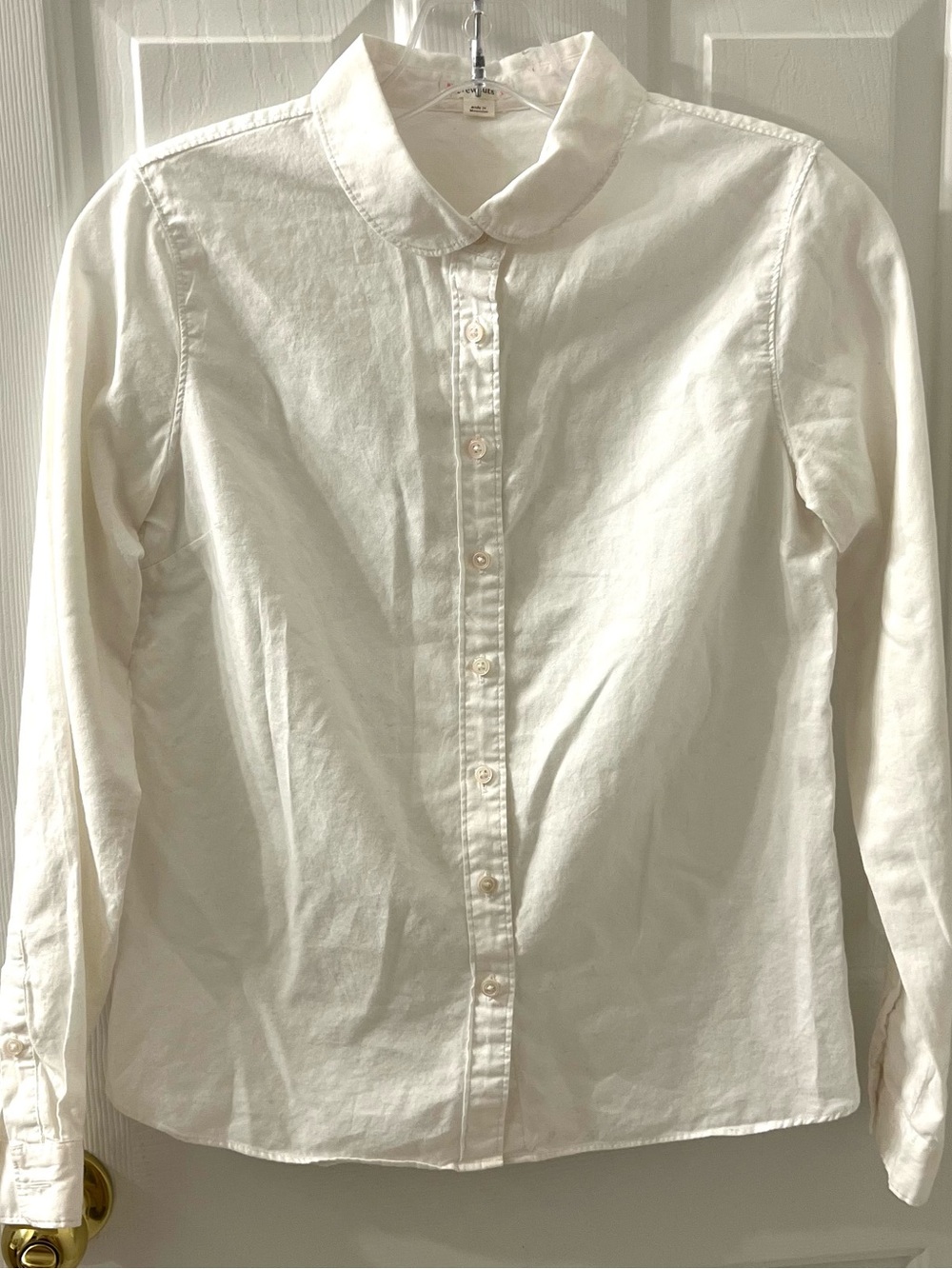Crewcuts By J.Crew Girls White Cotton Peter Pan Collar Button Up Short Sz 14